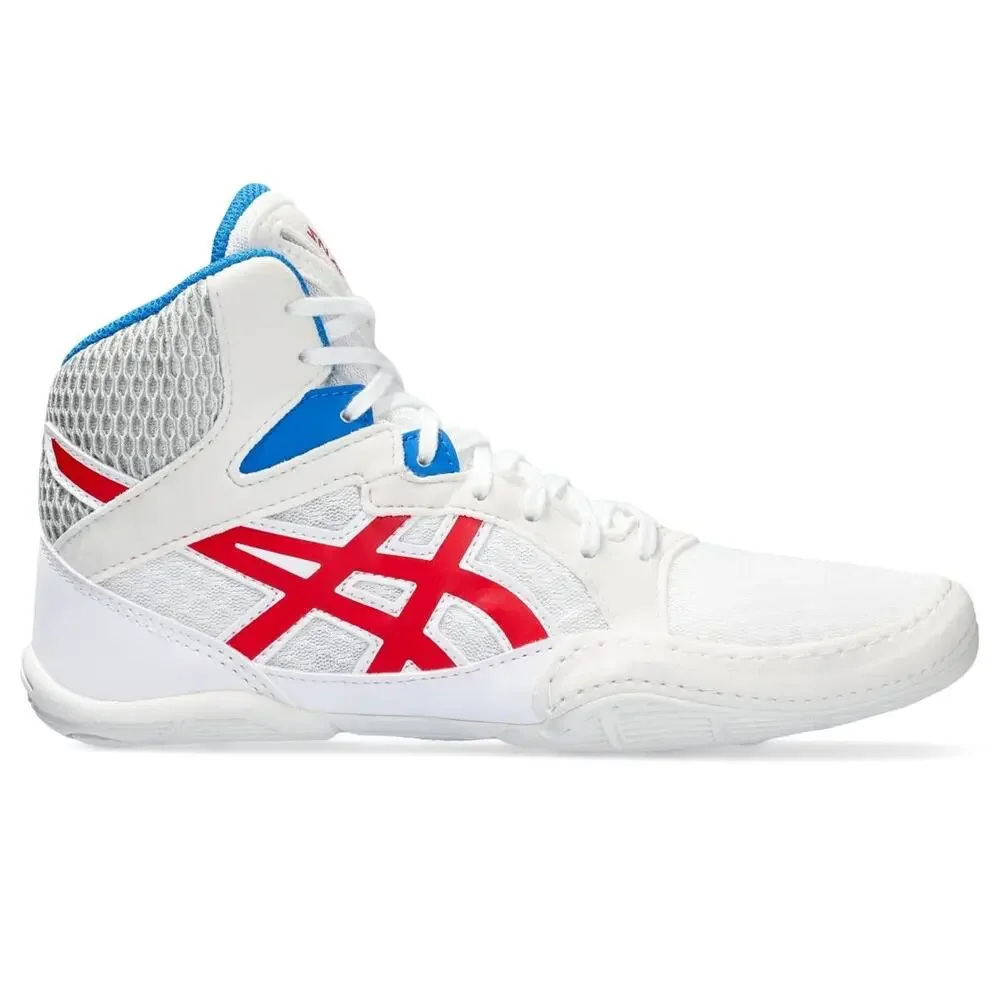 ASICS KID'S SNAPDOWN 3 GRADE SCHOOL WRESTLING SHOES, 2, WHITE/CLASSIC RED